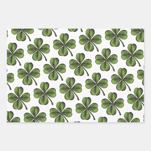 Lucky Shamrock Geschenkpapier Set (Vorderseite)