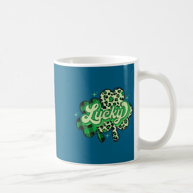 Lucky Shamrock Leopard,checkered Patricks Day Funn Kaffeetasse (Rechts)