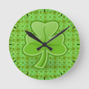 Lucky Shamrock Runde Wanduhr