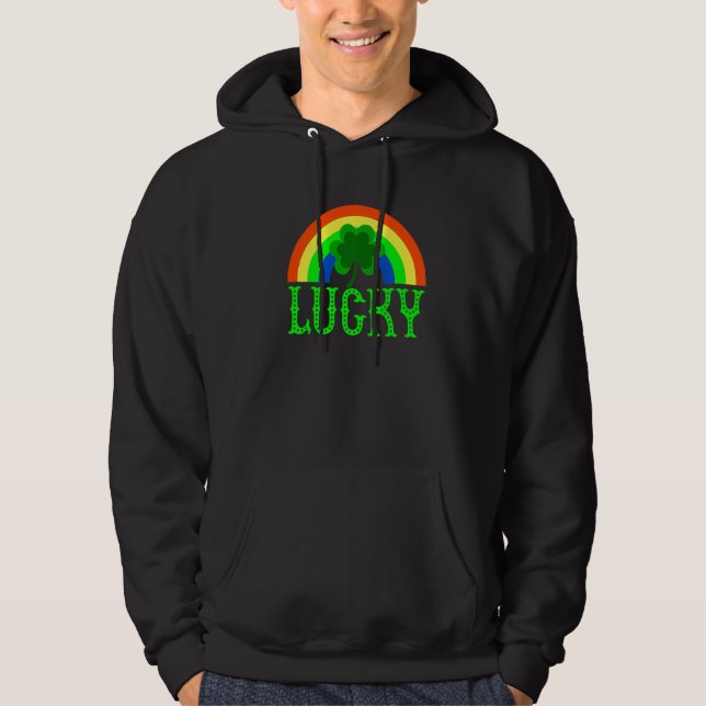 Lucky Shamrock St. Patrick's Day Saint Paddy's Rai Hoodie (Vorderseite)