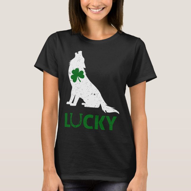 Lucky Shamrock Wolf  St Patrick s Day  Men Women T-Shirt (Vorderseite)