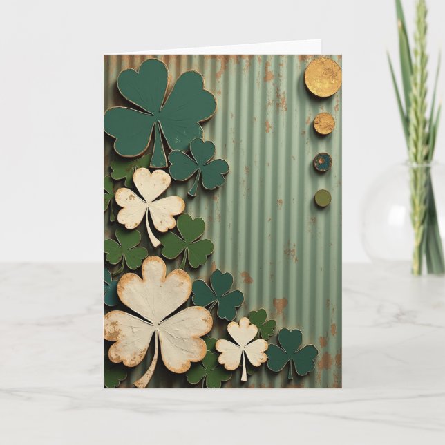 Lucky Shamrocks Vintage Style Card Karte (Vorderseite)