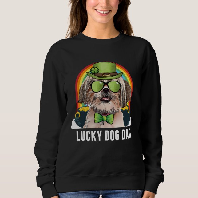 Lucky Shih Tzu Dog Dad St Patricks Day Sweatshirt (Vorderseite)
