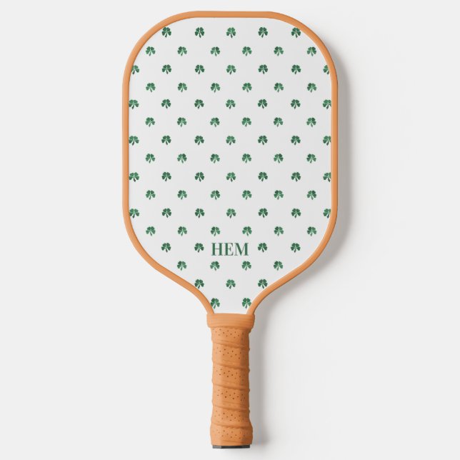 Lucky Shot Mit Monogramm Pickleball Vierblättriges Schläger (Vorderseite)