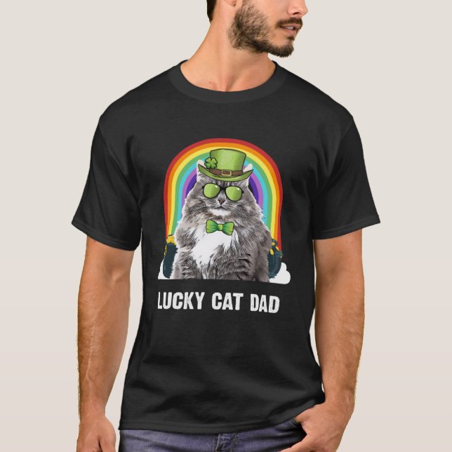 Lucky Siberian Cat Dad St Patricks Day T-Shirt (Vorderseite)