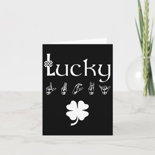 Lucky Sign Language Deaawareness St Patricks Day Karte (Vorderseite)
