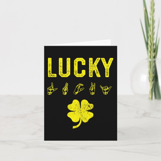 LUCKY Sign Language Deaf Awareness St Patricks Day Karte (Vorderseite)