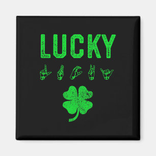 LUCKY Sign Language Deaf Awareness St Patricks Day Magnet