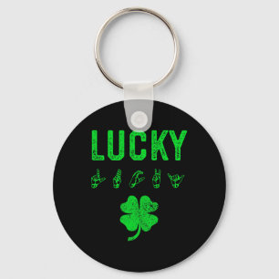 LUCKY Sign Language Deaf Awareness St Patricks Day Schlüsselanhänger