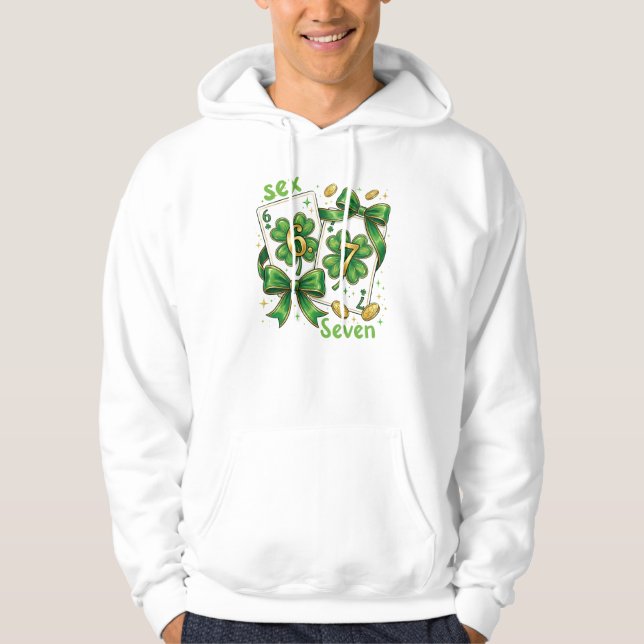 Lucky Six Seven Playing Cards, St Patricks Day Hoodie (Vorderseite)