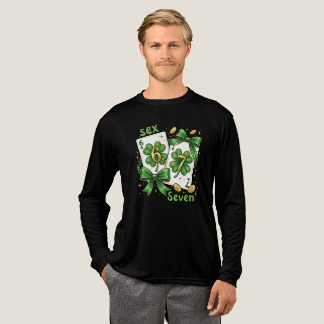 Lucky Six Seven Playing Cards, St Patricks Day Tri-Blend Shirt (Volle Vorderseite)