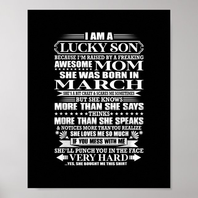 Lucky Son durch eine Phantastische Mama Geschenk f Poster (Vorne)