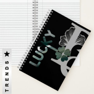 LUCKY Spiral Notebook Trend Abstrakt Black Green Notizbuch