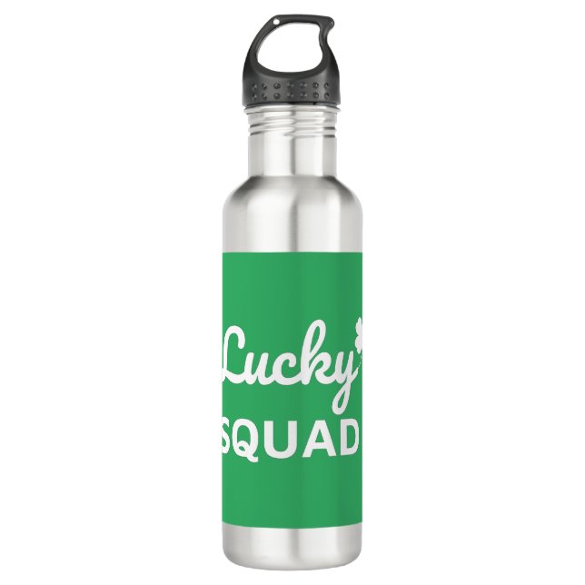 Lucky Squad St. Patrick's Day Edelstahlflasche (Vorderseite)