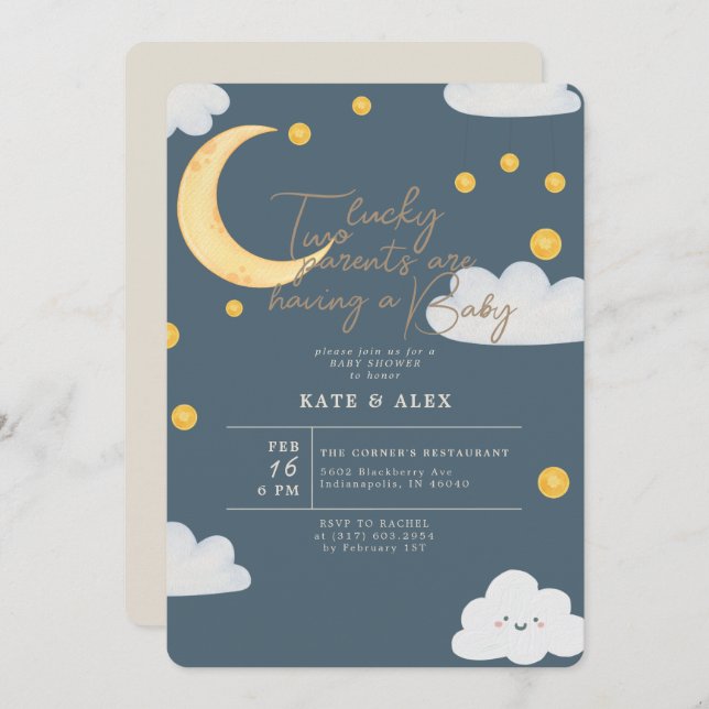 Lucky St Patrick's Boy Blue Baby Shower Einladung (Vorne/Hinten)