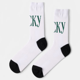 Lucky St. Patrick's Day Argyle Pattern Text Socken