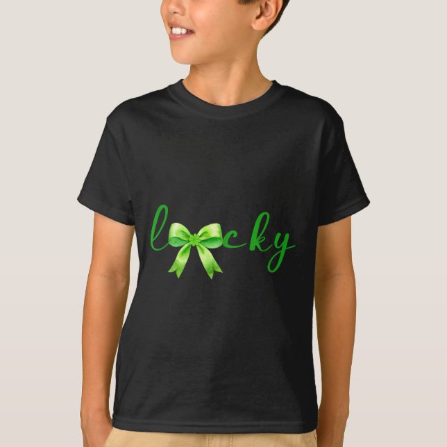 Lucky, St.patricks Day Coquette,shamrock Funny  T-Shirt (Vorderseite)