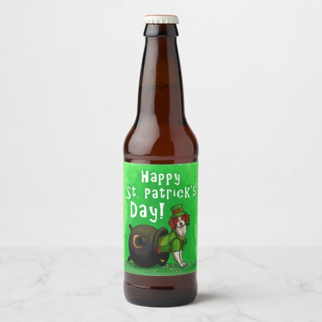 Lucky St. Patrick's Day Dog Bierflaschenetikett (Vorderseite)