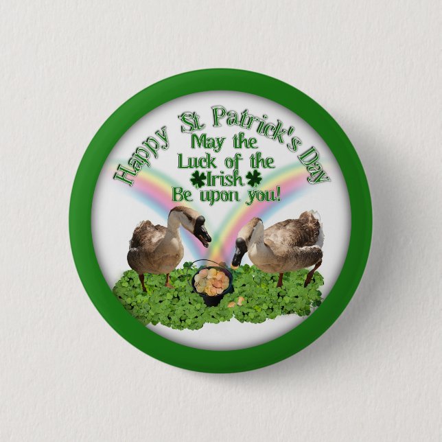 Lucky St. Patrick's Day Geese Button (Vorderseite)