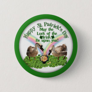 Lucky St. Patrick's Day Geese Button