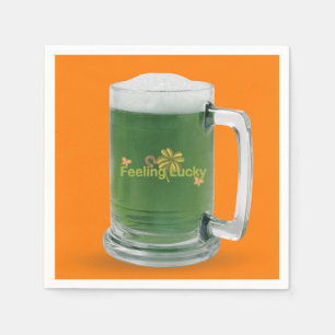 Lucky St. Patrick's Day Green Beer Serviette