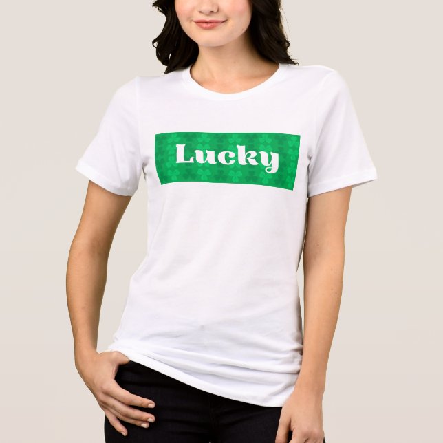 Lucky St. Patrick's Day Green Shamrock Pattern Tri-Blend Shirt (Vorderseite)