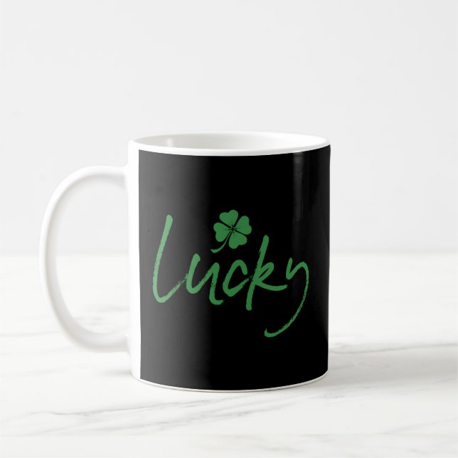 Lucky St Patrick's Day Irish Kleeblatt 4 Leaf Clov Kaffeetasse (Links)
