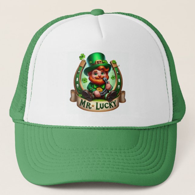 Lucky St Patrick's Day Leprechaun Truckerkappe (Vorderseite)