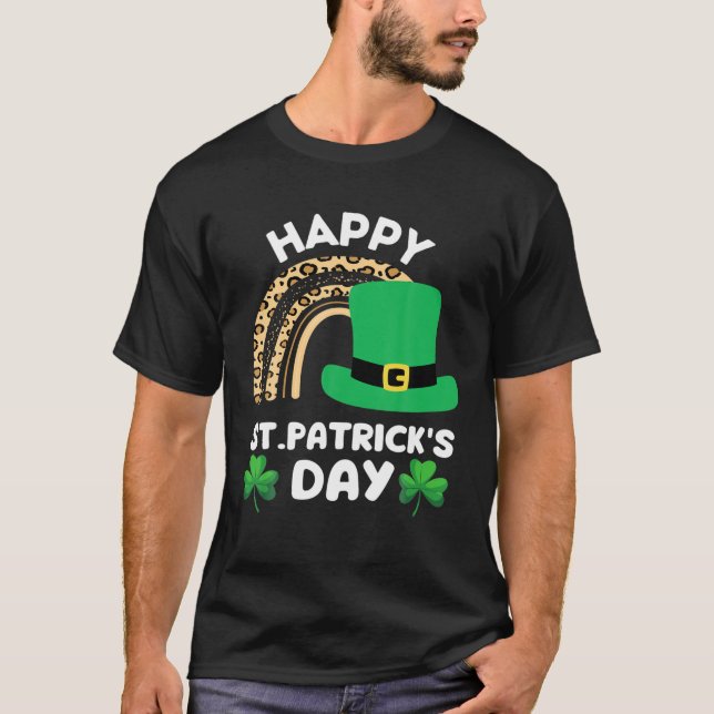 Lucky St.Patricks Day Rainbow Cool Leopard Patrick T-Shirt (Vorderseite)