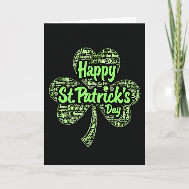 Lucky St Patricks Day Text Art Card Karte (Vorderseite)