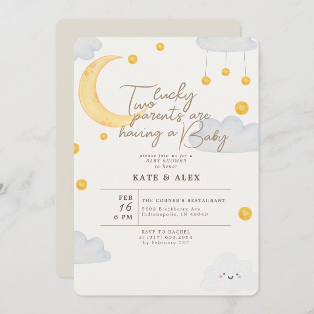 Lucky St Patrick's Gender Neutral Baby Shower Einladung (Vorne/Hinten)