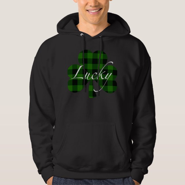 Lucky St. Patty's Kleeblatts | grün kariert Hoodie (Vorderseite)