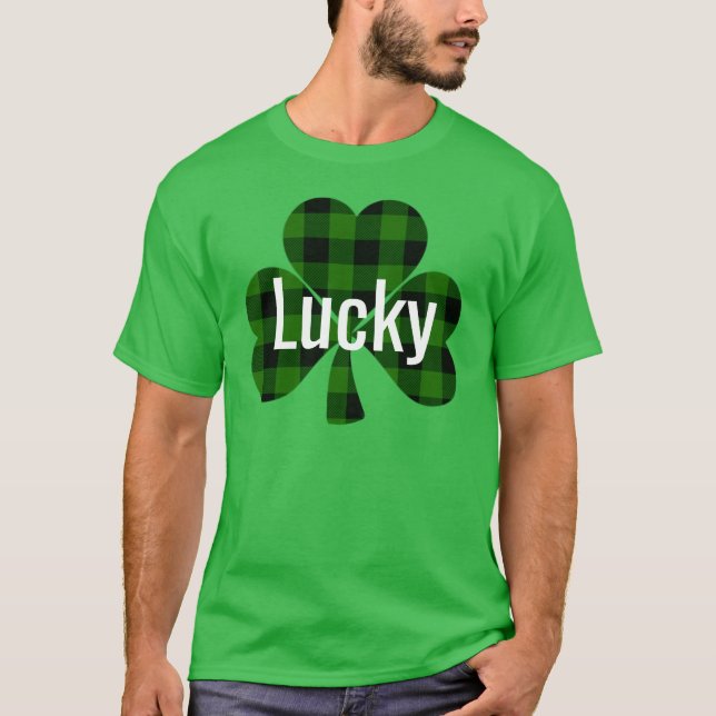 Lucky St. Patty's Kleeblatts | grün kariert T-Shirt (Vorderseite)
