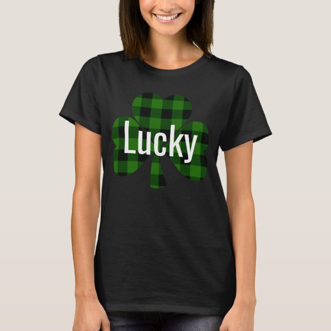 Lucky St. Patty's Kleeblatts | grün kariert T-Shirt (Vorderseite)