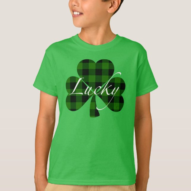 Lucky St. Patty's Kleeblatts | grün kariert T-Shirt (Vorderseite)