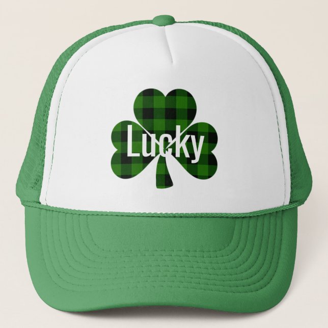 Lucky St. Patty's Kleeblatts | grün kariert Truckerkappe (Vorderseite)