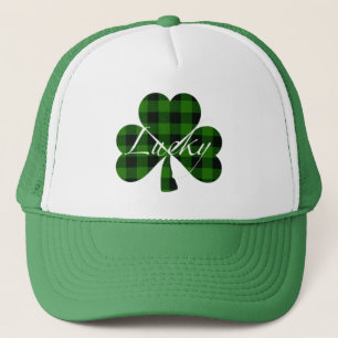 Lucky St. Patty's Kleeblatts grün kariert Truckerkappe