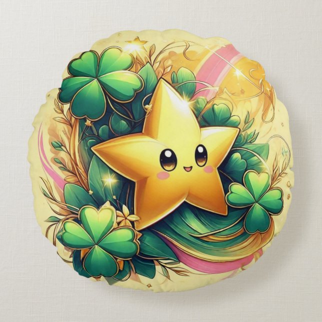 Lucky Star Round Pillow Rundes Kissen (Vorderseite)