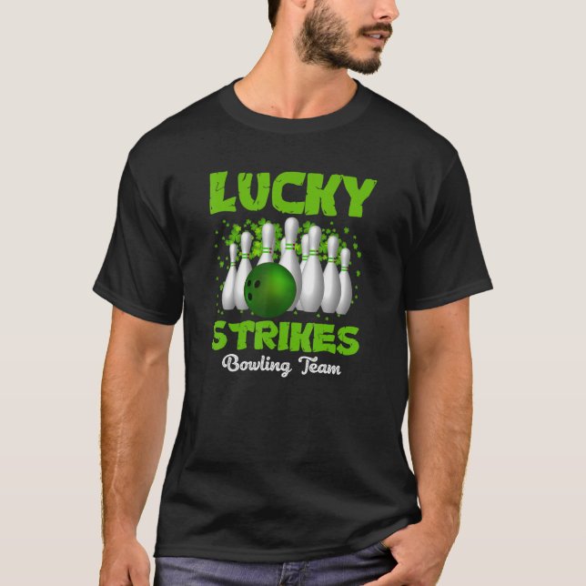 Lucky Strikes Bowling Team Funny Sarcastic St. Pat T-Shirt (Vorderseite)