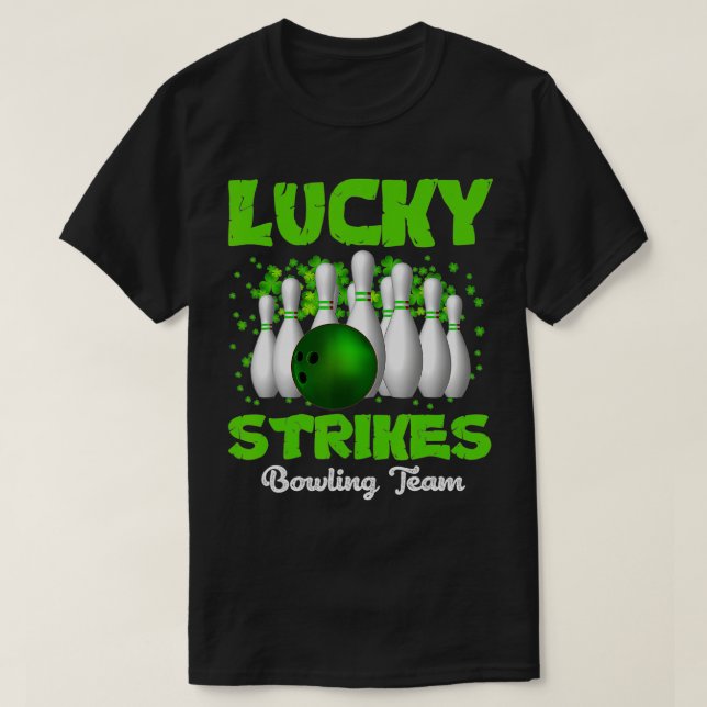 Lucky Strikes Bowling Team Happy Patricks Day T-Shirt (Design vorne)