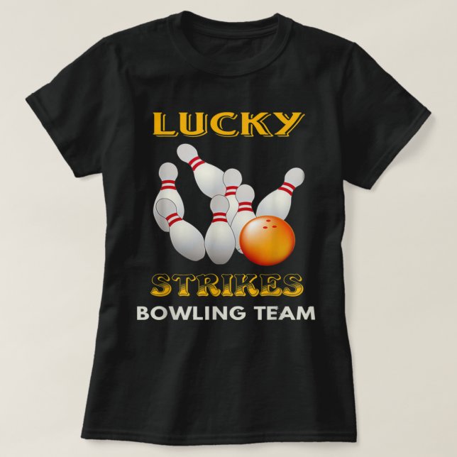 Lucky Strikes Bowling Team Retro Men Women Youth 3 T-Shirt (Design vorne)