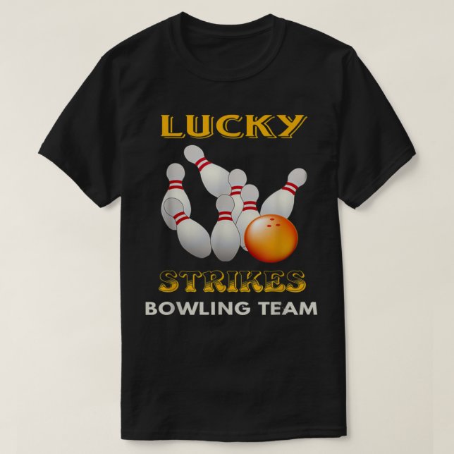 Lucky Strikes Bowling Team Retro Men Women Youth 3 T-Shirt (Design vorne)