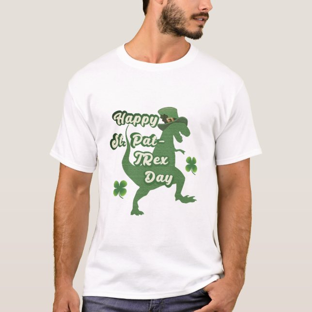 Lucky T-Rex st Patricks Shirt - Funny Dinosaur T-S (Vorderseite)