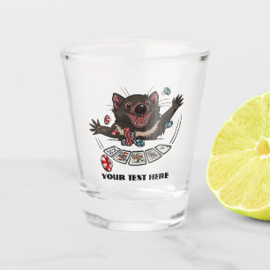 Lucky Tasmanian Devil Royal Flush Poker Cartoon Schnapsglas