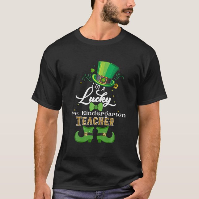 Lucky Teacher Pre-K Happy St Patricks Day Leprecha T-Shirt (Vorderseite)
