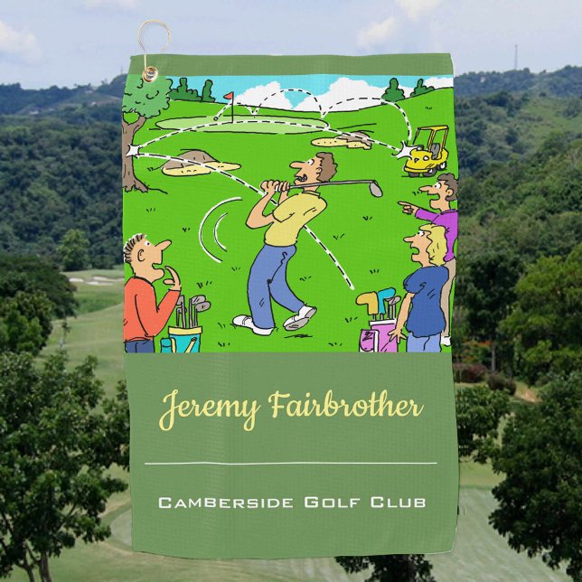 Lucky tee-off - Funny Golf Cartoon Golfhandtuch (Von Creator hochgeladen)