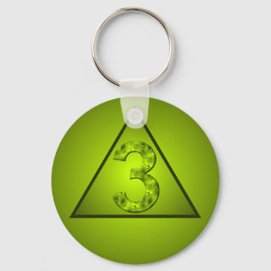 Lucky Three Grüne Mystische Zahl Dreieck Schlüsselanhänger