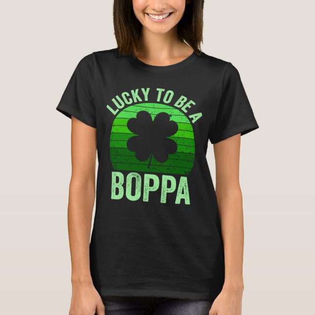 Lucky To Be Poppa Leprechaun Shamrock St Patricks  T-Shirt (Vorderseite)