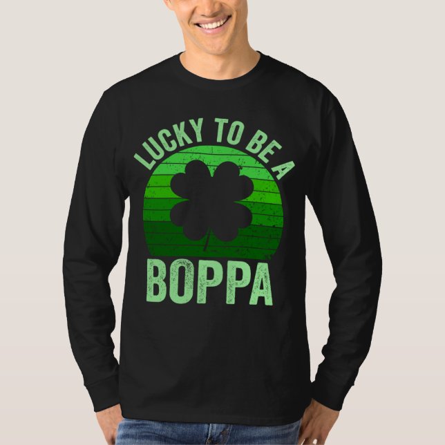 Lucky To Be Poppa Leprechaun Shamrock St Patricks  T-Shirt (Vorderseite)