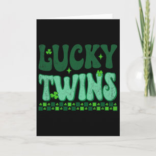 Lucky Twins Familie passend Retro Groovy St Patric Karte